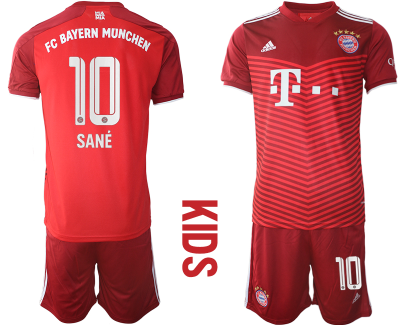 Youth 2021-2022 Club Bayern Munich home red #10 Soccer Jersey->youth soccer jersey->Youth Jersey